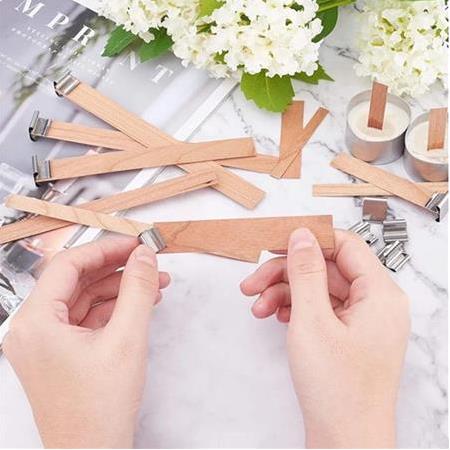 Ahşap Mum Fitili (15x1.5cm) Altlıklı-Sehpalı